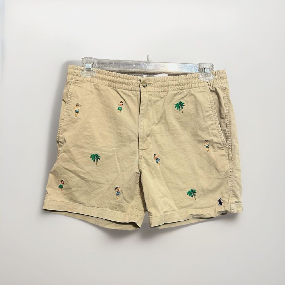 Polo Ralph Lauren Hula Khaki Shorts Stretch Classic Mens M Tropical Resort Wear